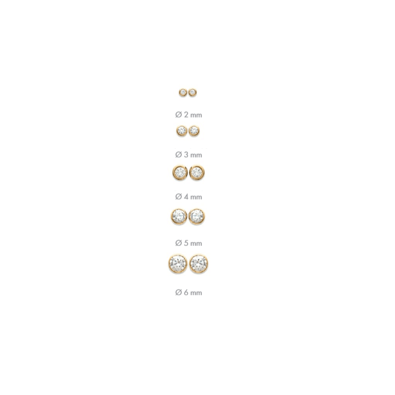 Boucles D'oreilles Puces Cristal Zirconium Rond - Plaqué Or 18 Carats - NEUF