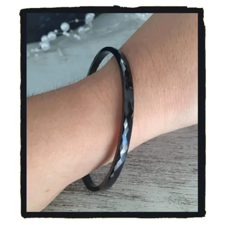 Bracelet Femme Céramique Noire Et Acier Inoxydable - Bijouxia - Neuf Avec étiquettes