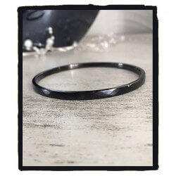 Bracelet Jonc facetté 4mm x 65mm En Pure Céramique NOIR Bijoux