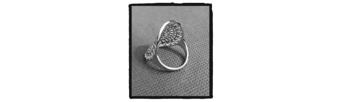 Bague Large Ajourée En Argent Massif 925/1000 Rhodié Tailles 50 à 60