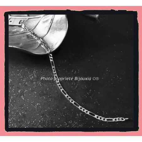 Bracelet 18 CM x 3MM Maille Figaro Alternée En Argent Massif 925/1000 Femme/ADO