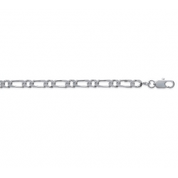 Bracelet 18 CM x 3MM Maille Figaro Alternée En Argent Massif 925/1000 Femme/ADO