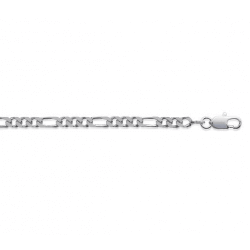 Bracelet 21 CM x 4 MM Maille Figaro Alternée Argent Massif 925/1000