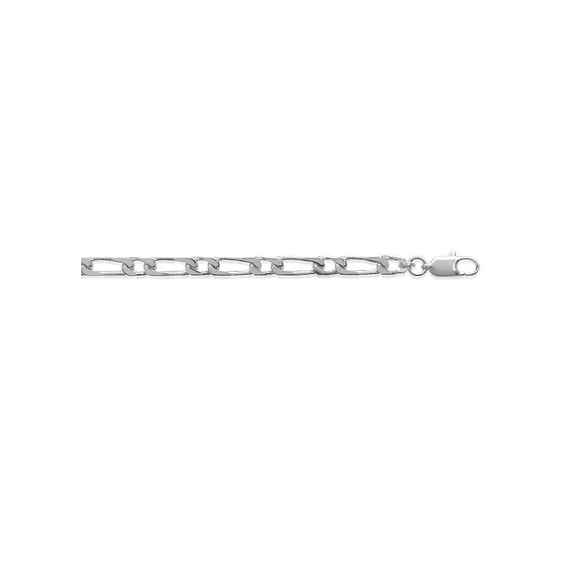 Bracelet Figaro En Argent Massif 925 - Maille Alternée Fin 18 Cm - Bijouxia