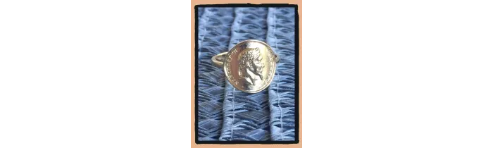 Bague Napoléon Pièce Louis d'or En Plaqué Or Tailles 48 et 50 Disponible