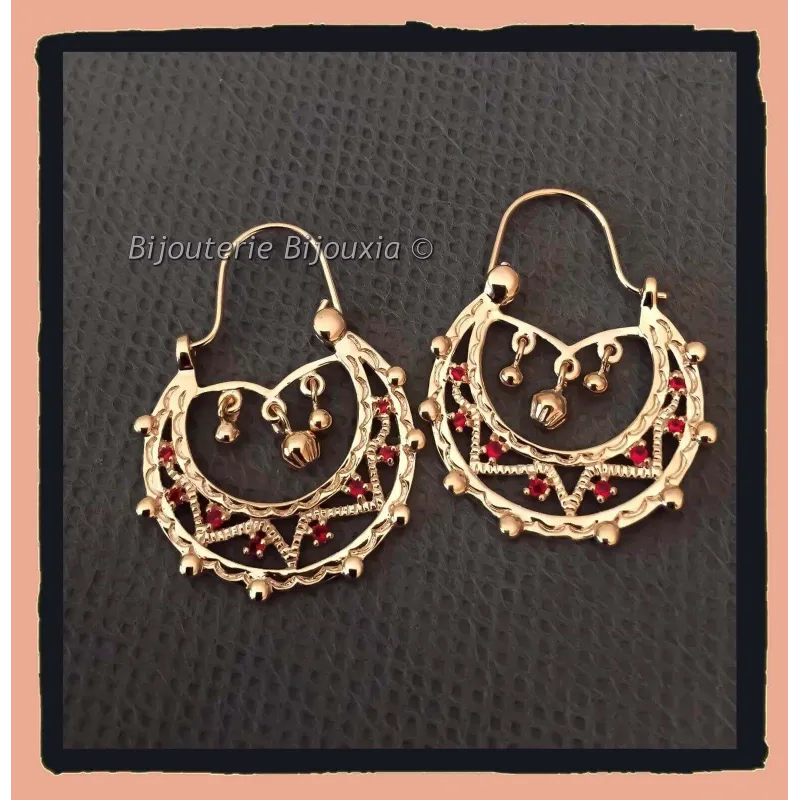 Créoles Ajourées Orientales En Plaqué Or 18 Carats - Style Savoyarde - Neuf Avec étiquettes - Bijouxia