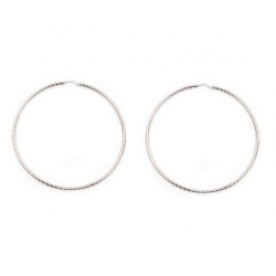 Boucles D'oreilles Créoles 6,5 cm Tressées Argent Massif 925/000