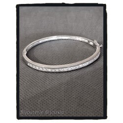 Bracelet Jonc contour Zirconium Ouvrable Argent Massif 925/1000 Bijoux Femme