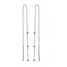 Boucles D'oreilles Double Chaîne Traversante Triple Boules En Argent Massif 925/000