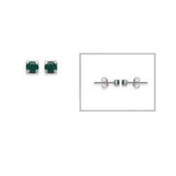 Boucles D'oreilles Puces Oz Émeraude 4 MM Argent 925/1000 Bijoux