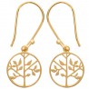 Boucles D'oreilles Pendantes Symbole Arbre de Vie Plaqué or 18 Carats
