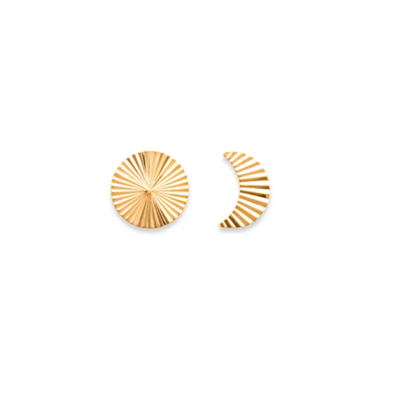 Boucles D'oreilles Puces Collection Astre / Lune Plaqué or 18 Carats 750/000