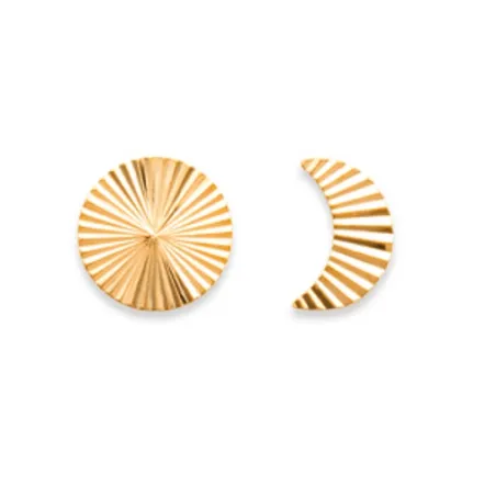 Boucles D'oreilles Puces Collection Astre / Lune Plaqué or 18 Carats 750/000