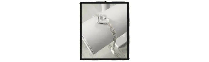 Bracelet Multi Chaînettes forçat avec Cœur Argent Massif 925/000
