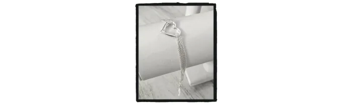 Bracelet Multi Chaînettes forçat avec Cœur Argent Massif 925/000