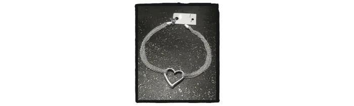 Bracelet Multi Chaînettes forçat avec Cœur Argent Massif 925/000