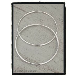 Boucles D'oreilles Créoles 6,5 cm Tressées Argent Massif 925/000