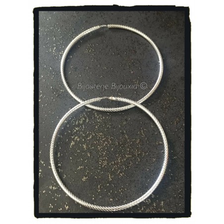 Boucles D'oreilles Créoles 6,5 cm Tressées Argent Massif 925/000