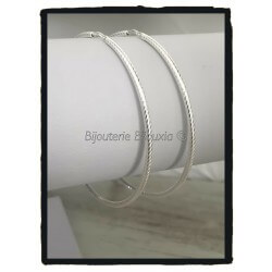 Boucles D'oreilles Créoles 6,5 cm Tressées Argent Massif 925/000