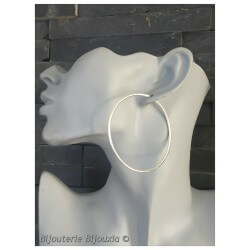 Boucles D'oreilles Créoles 6,5 cm Tressées Argent Massif 925/000