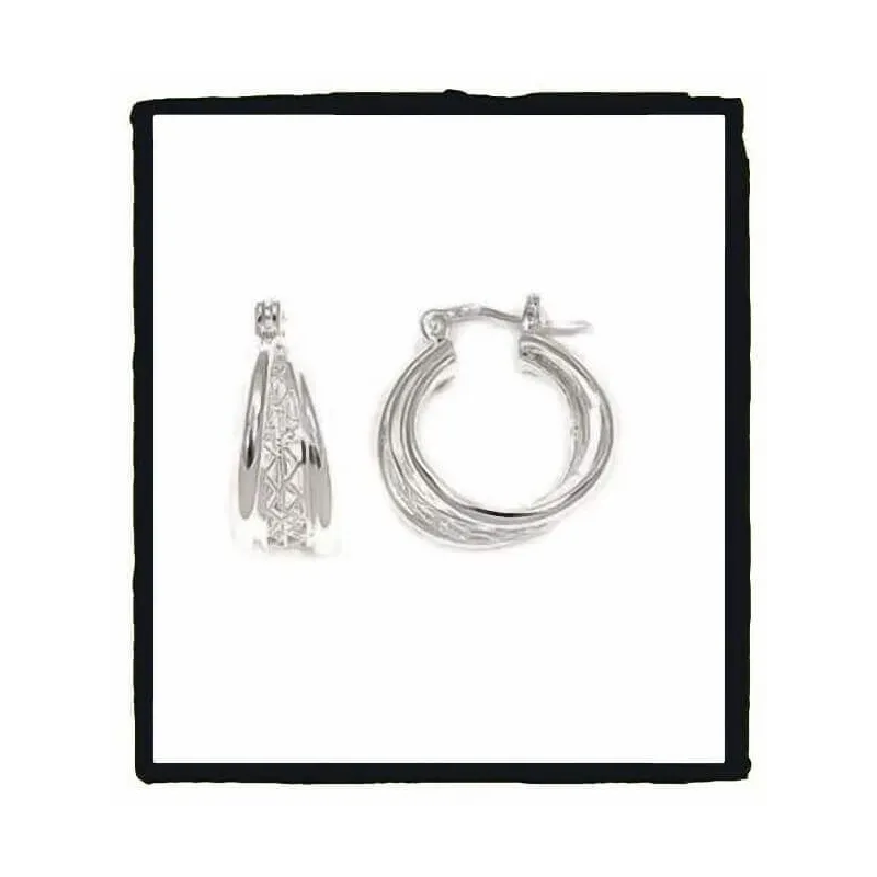 Boucles D'oreilles Créoles Tube Argent Massif 925 Rhodié - 6 Cm, Neuf Avec étiquettes