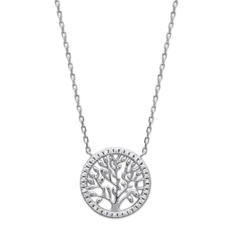 Collier Arbre de Vie Empierré Zirconium Argent Massif 925/000