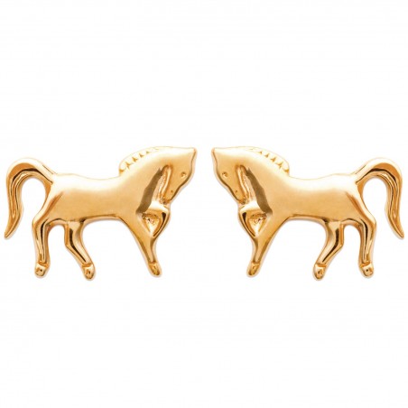 Boucles D'oreilles Puces Chevaux Plaqué or 18 CARATS 750 Millièmes