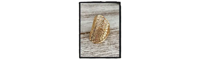 Bague Large Ajourée Arabesques En Plaqué or 18 Carats 750/1000 Bijoux