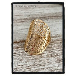 Bague Large Ajourée Arabesques En Plaqué or 18 Carats 750/1000 Bijoux