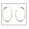 Boucles D'oreilles Créoles Ovales Ouvertes Argent Massif 925/1000 Rhodié
