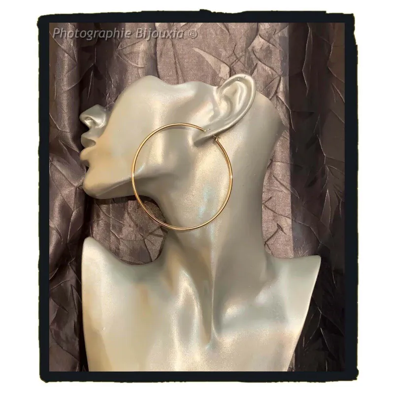 Boucles D'oreilles Créoles Plaquées Or 18 Carats - 7 Cm De Long - Neuves Avec étiquettes Bijouxia