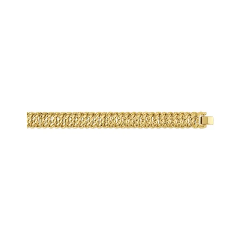 Bracelet Maille Forçat Limée Plaqué Or 18 Carats 750/1000 - 19 Cm - Bijouxia - Neuf Avec étiquettes