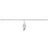 Chaîne Cheville Plume Pendante Argent Massif 925/000 Rhodié