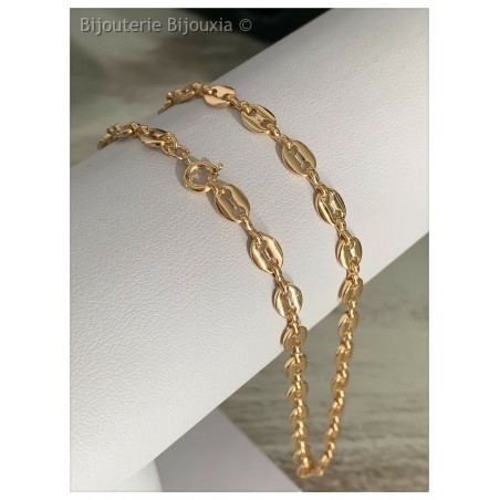 Chaîne Maille Grain De Café 50 CM X 5MM Plaqué or 18 CARATS 750/1000