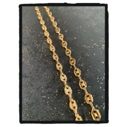 Chaîne Maille Grain De Café 50 CM X 5MM Plaqué or 18 CARATS 750/1000