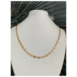 Chaîne Maille Grain De Café 50 CM X 5MM Plaqué or 18 CARATS 750/1000