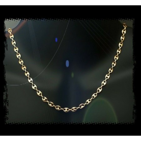 Chaîne 50CM x 6MM Maille Grain De Café Plaqué or 18 CARATS Bijoux