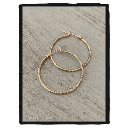 Créoles fines 3 cm Torsadées Plaqué Or 18 CARTAS Bijoux Femme