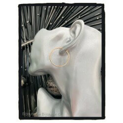 Créoles fines 3 cm Torsadées Plaqué Or 18 CARTAS Bijoux Femme