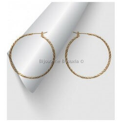 Créoles fines 4 cm Torsadées Plaqué Or 18 CARTAS 750/1000