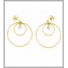 Boucles D'oreilles Double Anneaux Avec cristal Zirconium En Plaqué Or 18 carats