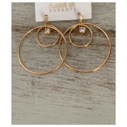 Boucles D'oreilles Double Anneaux Avec cristal Zirconium En Plaqué Or 18 carats