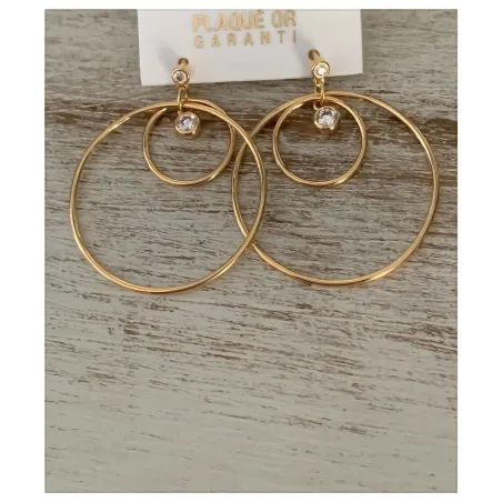 Boucles D'Oreilles DEBRA En Plaqué Or 18K Avec Cœurs En Zirconium - Puces à Clous, Transparentes, Neuves Avec Étiquettes
