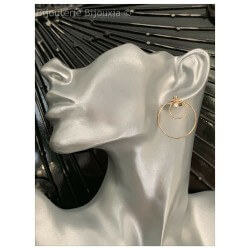 Boucles D'oreilles Double Anneaux Avec cristal Zirconium En Plaqué Or 18 carats