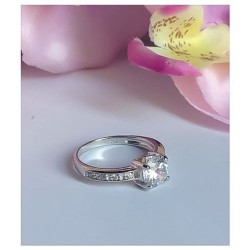 Bague Solitaire Zirconium Argent Massif 925 Rhodié  Taille 54 Bijoux Femme