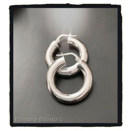 Boucles D'oreilles Créoles Épaisse 2,5CM En Argent Massif 925/000