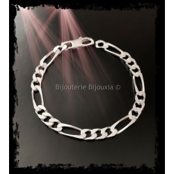 Bracelet Maille Figaro 6MM X 21 CM Argent Massif 925/1000 Bijoux Homme  NEUF