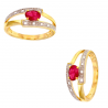 Bague Pierre Rubis et Diamants En OR JAUNE 9 CARATS 375/1000 T52-54-56-5