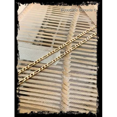 Chaîne Maille Figaro Fine 50 Cm - Plaqué Or 18 Carats - Épaisseur 2,50 Mm - Bijouxia - Neuf Avec étiquettes