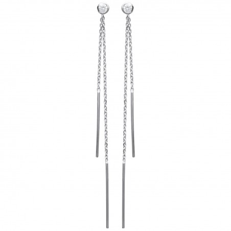 Boucles D'oreilles Chaînettes Pendantes ZIRCONIUM Argent Massif 925 Rhodié